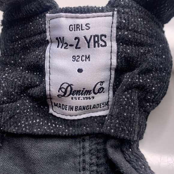 Denim Co charcoal gray glitter Shimmer Stardust corduroy overall dress jumper 2T - Picture 4 of 6